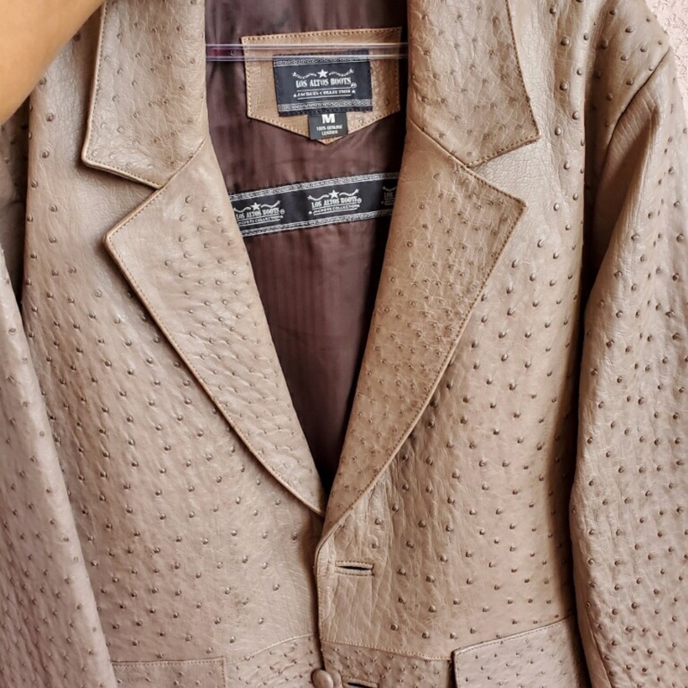 Tan Ostrich Leather Jacket Gem